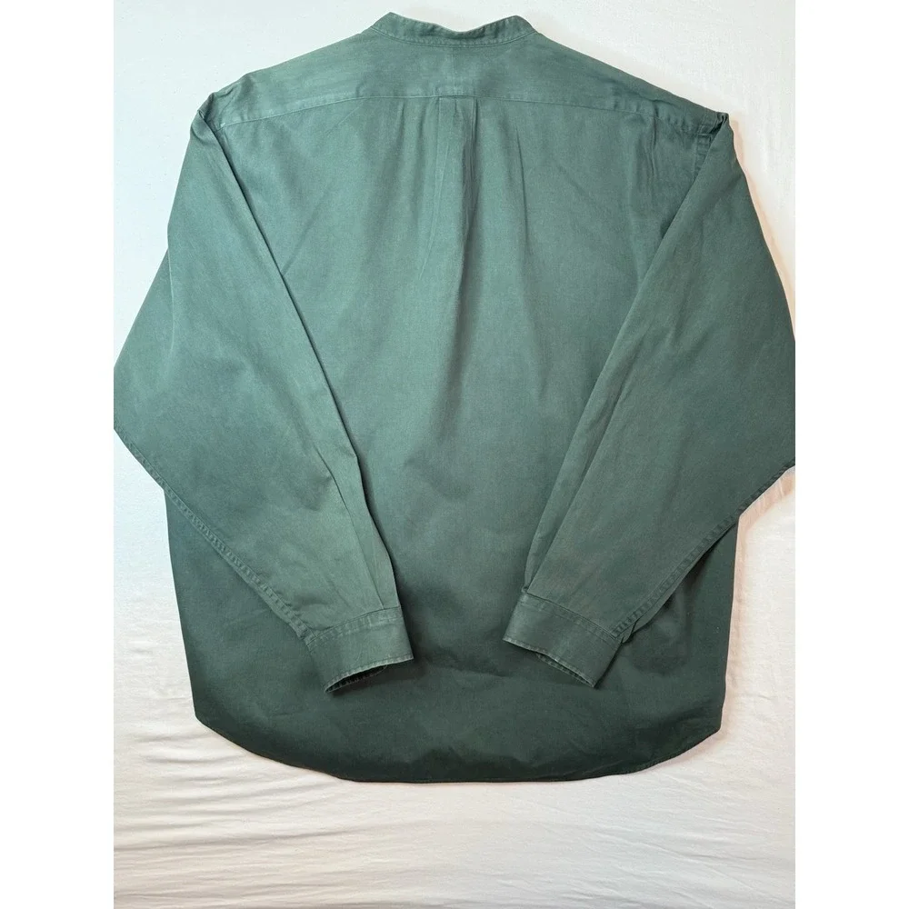 Vintage Polo Ralph Lauren Postboy Band Collar Custom Fit XXL Green Cotton Shirt